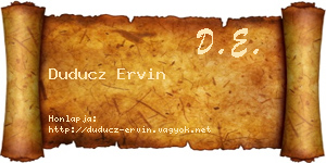 Duducz Ervin névjegykártya